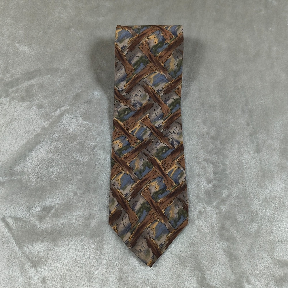 Vintage Jerry Garcia Tie 56x3.75 Brown Tree Trunk Forest Abstract Silk Necktie‎